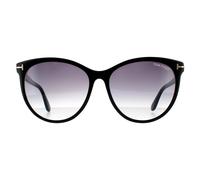 Tom Ford Runde Damen Sonnenbrille Glänzendes Schwarz Rauchgrauer Verlauf Einheitsgröße