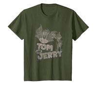 Tom & Jerry Cartoon T-Shirt, Kinder, Olivgrün, 140