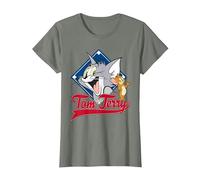 Tom & Jerry Diamond Faces T-Shirt, Damen, Heidekraut/Armeegrün, L