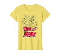 Tom & Jerry Line Logo T-Shirt, Damen, Gelb, XL