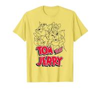 Tom & Jerry Line Logo T-Shirt, Herren, Gelb, XL