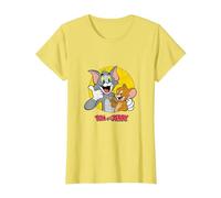 Tom & Jerry PAPL2320 Cartoon Animation Sabotage Thumbs Up T-Shirt, Damen, Gelb, S