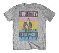 Tom Petty Herren Full Moon Fever (Soft Hand Inks) Slim Fit T-Shirt Sport - Grau - Groß