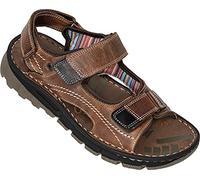 Tom Ramsey Herren Ledersandalen aus Echtleder, Sommerschuhe mit gepolstertem Fußbett für den Mann, handgenähte Sandaletten mit Klettverschluss, Größe 40-46