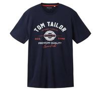Tom Tailor Herren-T-Shirt mit Logo-Print, 100% Baumwolle, Regular Fit, Sky Captain Blue, L