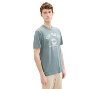 Tom Tailor Herren T-Shirt mit Logo-Print aus Baumwolle, grey mint, Gr. L