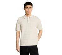 Tom Tailor Regular Fit Poloshirt aus reiner Baumwolle in Strickoptik in Offwhite Melange, Größe L