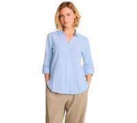 Klassische Bluse TOM TAILOR, Damen, Gr. 36, blau (kentucky blau dobby stripe), Web, Obermaterial: 100% Baumwolle, gestreift, regular fit hüftbedeckend, V-Ausschnitt, mit Aufschlag, Blusen Bluse, Somme
