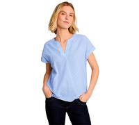 Druckbluse TOM TAILOR, Damen, Gr. 38, blau (kentucky blau dobby stripe), Web, Obermaterial: 100% Baumwolle, gepunktet, gestreift, normal hüftbedeckend, Rundhals, abgesteppte Kante, Blusen Druckbluse, 