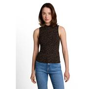 TOM TAILOR DENIM Damen Slim Fit Top mit Stehkragen, braun, Animalprint, Gr. XXL