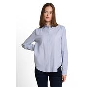 Langarmbluse TOM TAILOR "Regular", Damen, Gr. 38, fern blau dobby, Web, Obermaterial: 100% Baumwolle, bestickt, lässig geschnitten hüftbedeckend, Rundhals, 1-Knopf-Manschette mit Knöpfen, Blusen, mit