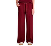 Stoffhose TOM TAILOR "Loose - Straight", Damen, Gr. 36, Länge 30, rot (preppy plum), Web, Obermaterial: 51% Polyester, 42% Viskose, 7% Elasthan, unifarben, bequem lang, Hosen Stoffhose, Sommerhose - w