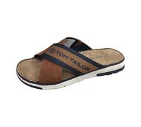 Tom Tailor Pantolette 74802 Herren Braun Lederimitat/Textil Logoschriftzug Größe 41