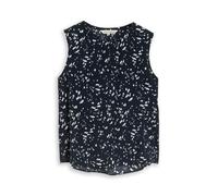 Blusentop TOM TAILOR, Damen, Gr. 34, schwarz-weiß (navy dot), Web, Obermaterial: 70% Viskose, 30% Lyocell, gemustert, regular fit hüftbedeckend, Rundhals, Blusen Blusentop, mit Allover-Muster und mit