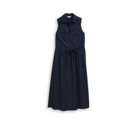 Tom Tailor - Ärmelloses Hemdblusenkleid mit Bindegürtel blau - Gr. - 34