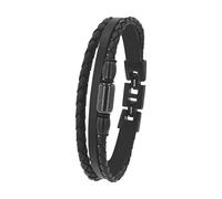 Tom Tailor Armband für Herren, Edelstahl und Carbon und Leder, 20,5+1,5 cm, schwarz, Geschenkidee, Armschmuck, Herrenschmuck, 2100692