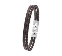 Tom Tailor Armband für Herren, Edelstahl und Leder, 20+1,5 cm, braun, Geschenkidee, Armschmuck, Herrenschmuck, 2100698