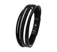 Tom Tailor Armband für Herren, Edelstahl und Leder, 20+1,5 cm, schwarz, Geschenkidee, Armschmuck, Herrenschmuck, 2100693