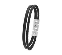 Tom Tailor Armband für Herren, Edelstahl und Leder, 20+1,5 cm, schwarz, Geschenkidee, Armschmuck, Herrenschmuck, 2100697
