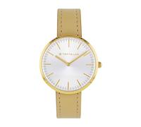 Tom Tailor Armbanduhr 2100521 – Quarz, Kunstlederband, Gold, 5 bar, Damen, mit Geschenkbox