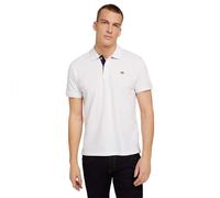 Tom Tailor Herren Poloshirt BASIC CONTRAST – Piqué, Regular Fit, Weiß, 3XL