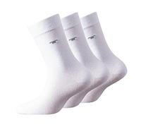 TOM TAILOR Unisex Kinder Socken, 3er Pack - Strümpfe, Baumwolle, Logo, einfarbig Weiß 35-38