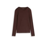 Langarmshirt TOM TAILOR "Regular", Damen, Gr. XXL, braun (java schwarz braun), Single Jersey, Obermaterial: 100% Baumwolle, normal hüftbedeckend, Rundhals, Shirts Langarmshirt, mit Rundhalsausschnitt