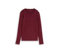 Langarmshirt TOM TAILOR "Regular", Damen, Gr. XXL, rot (preppy plum), Single Jersey, Obermaterial: 100% Baumwolle, normal hüftbedeckend, Rundhals, Shirts Langarmshirt, mit Rundhalsausschnitt und Stret