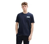 TOM TAILOR Basic Langarmshirt mit Henley-Kragen, Sky Captain Blue Stripy Inject, XXXL