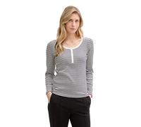 Tom Tailor - Henley Langarmshirt offwhite navy regular stripe - Gr. - XXL