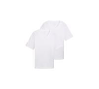 Tom Tailor Herren Basic-T-Shirt Doppelpack 1037738 V-Ausschnitt Baumwolle Weiß XXL