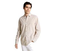 Tom Tailor - Regular Fit Hemd mit Leinenanteil cashew beige chambray - Gr. - M