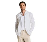 Langarmhemd TOM TAILOR, Herren, Gr. M, N-Gr, weiß, Web, Obermaterial: 55% Leinen, 45% Baumwolle, unifarben, normal hüftbedeckend, Rundhals, Hemden, mit Leinen (55954320-M) weiß