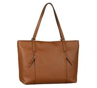 TOM TAILOR Beca Damen Shopper Umhängetasche Reißverschluss Groß Cognac Braun