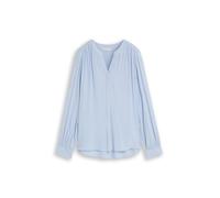 Langarmbluse TOM TAILOR "Regular", Damen, Gr. 46, blau (kentucky blau), Web, Obermaterial: 100% Viskose, unifarben, regular fit hüftbedeckend, Rundhals, 1-Knopf-Manschette, Blusen, Sommerbluse im Tuni