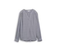 Langarmbluse TOM TAILOR "Regular", Damen, Gr. 40, weiß (small blau braun dot print), Web, Obermaterial: 100% Viskose, unifarben, regular fit hüftbedeckend, Rundhals, 1-Knopf-Manschette, Blusen, Sommer