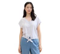TOM TAILOR DENIM - Leinenbluse mit Knotendetail light blue white small stripe XL