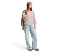 Denim Tom Tailor - Loose Fit Langarmshirt mit Raffärmeln small dusty rose white stripe - Gr. - XL