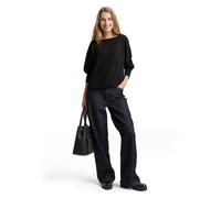 Tom Tailor - Loose Fit Langarmshirt mit Glitzer-Effekt deep black - Gr. - M