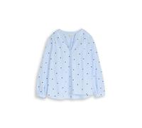 Tom Tailor Damen Hemdbluse Regular Fit – reine Baumwolle, Herz-Stickerei – Hellblau Größe 38