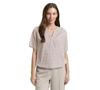Klassische Bluse TOM TAILOR, Damen, Gr. 40, soft taupe geometric minimal, Web, Obermaterial: 100% Viskose, gemustert, regular fit normal, V-Ausschnitt, gerader Abschluss, Blusen Bluse, mit All-Over Pr