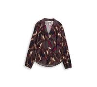 Klassische Bluse TOM TAILOR, Damen, Gr. 36, braun blurry argyle, Web, Obermaterial: 100% Viskose, bedruckt, regular fit normal, V-Ausschnitt, elastischer Bund, Blusen Klassische Bluse, mit All-Over Pr