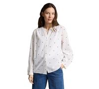 Klassische Bluse TOM TAILOR, Damen, Gr. 36, weiß rot heart design, Web, Obermaterial: 100% Baumwolle, bedruckt, regular fit normal, Manschette, Blusen Bluse, mit All-Over Print (97183744-36) weiß rot 
