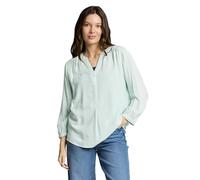 Tom Tailor Bluse Klassisch V-Ausschnitt 100% Viskose Gestreift Regular Fit Blau Haze Weiß Gr. 36