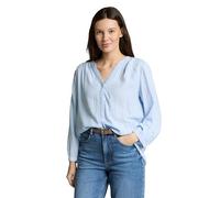 Tom Tailor Bluse Comfort Fit Langarm aus reiner Viskose mit Streifenmuster Hellblau Größe 38