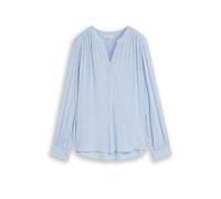 Langarmbluse TOM TAILOR "Regular", Damen, Gr. 38, blau (kentucky blau), Web, Obermaterial: 100% Viskose, unifarben, regular fit hüftbedeckend, Rundhals, 1-Knopf-Manschette, Blusen, Sommerbluse im Tuni
