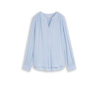 Langarmbluse TOM TAILOR "Regular", Damen, Gr. 40, blau (kentucky blau), Web, Obermaterial: 100% Viskose, unifarben, regular fit hüftbedeckend, Rundhals, 1-Knopf-Manschette, Blusen, Sommerbluse im Tuni