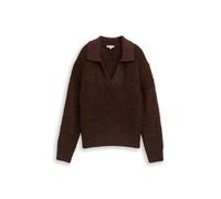 Tom Tailor - Bouclé Strickpullover mit Kragen 39062 dark pecan bro - Gr. - XL
