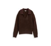 Tom Tailor - Bouclé Strickpullover mit Kragen braun - Gr. - M
