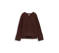 Tom Tailor - Bouclé Strickpullover mit Wollanteil dark pecan brown melange - Gr. - M